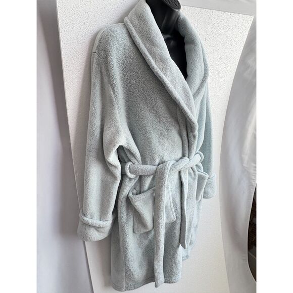 Amari Baby Dust Blue Plush Bathrobe Kimono One Size Belted Spa Bath - Picture 3 of 12